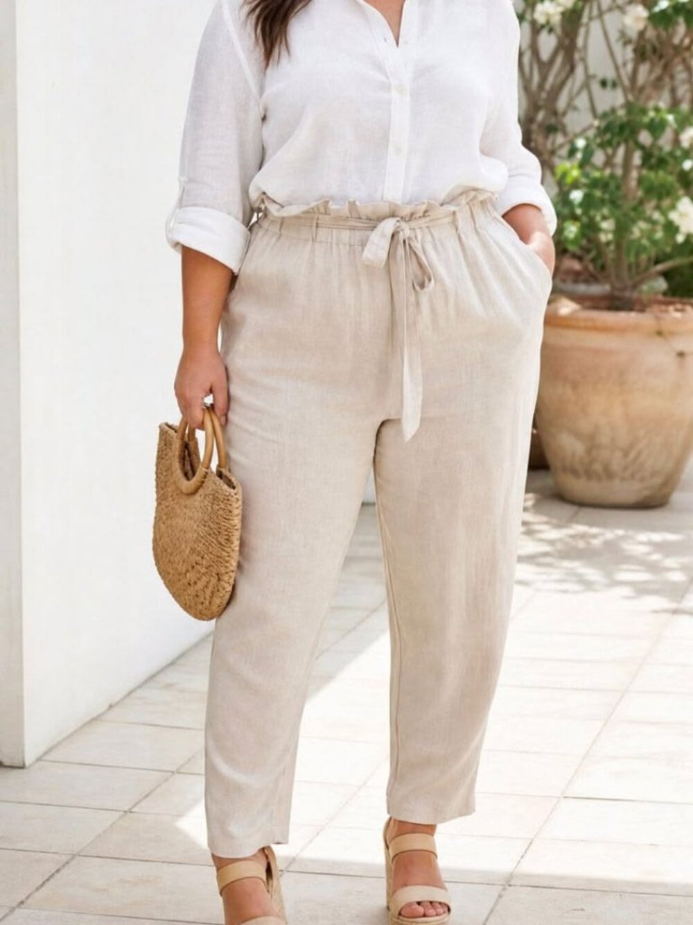 Women's Plus Linen Blend Beach Pant sz 20
